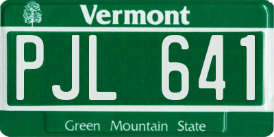VT license plate PJL641
