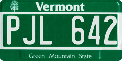VT license plate PJL642