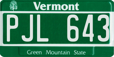 VT license plate PJL643