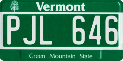 VT license plate PJL646
