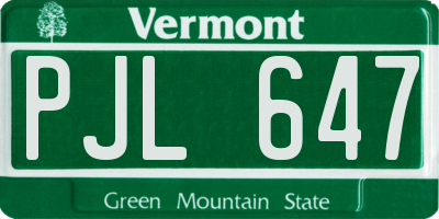 VT license plate PJL647