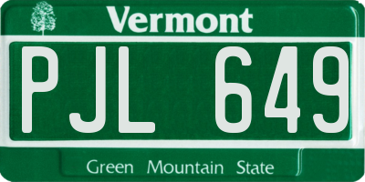 VT license plate PJL649