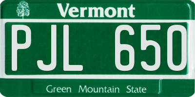 VT license plate PJL650
