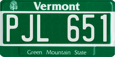 VT license plate PJL651