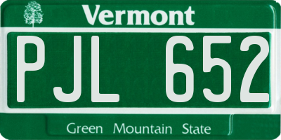 VT license plate PJL652