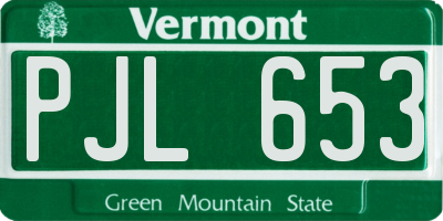 VT license plate PJL653