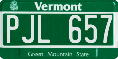 VT license plate PJL657