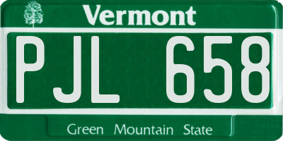 VT license plate PJL658