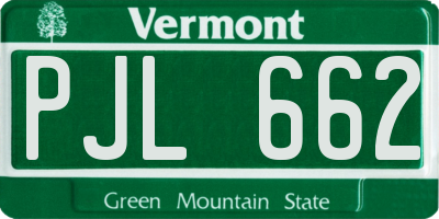 VT license plate PJL662