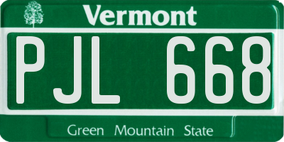VT license plate PJL668
