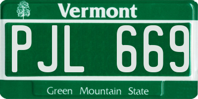 VT license plate PJL669