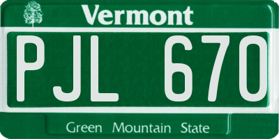 VT license plate PJL670