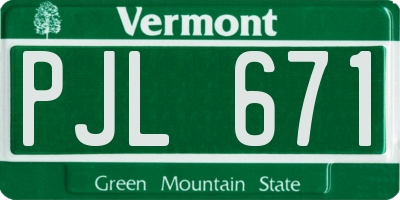 VT license plate PJL671