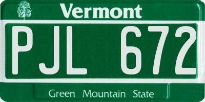 VT license plate PJL672