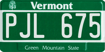 VT license plate PJL675