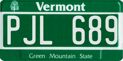VT license plate PJL689