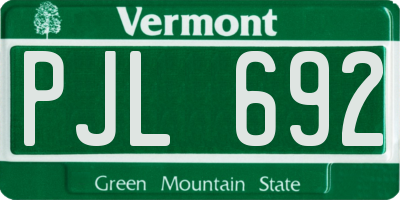 VT license plate PJL692