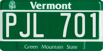 VT license plate PJL701