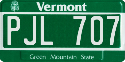 VT license plate PJL707