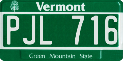 VT license plate PJL716