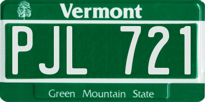 VT license plate PJL721