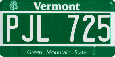VT license plate PJL725
