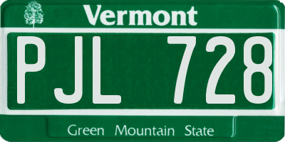 VT license plate PJL728