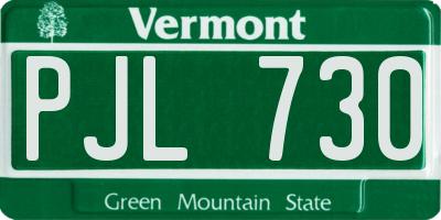 VT license plate PJL730