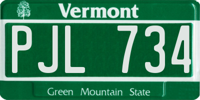 VT license plate PJL734