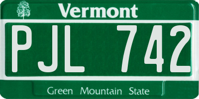 VT license plate PJL742
