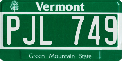 VT license plate PJL749