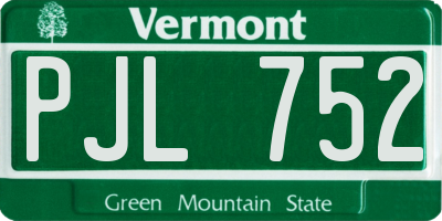 VT license plate PJL752