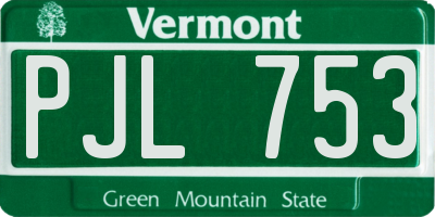 VT license plate PJL753