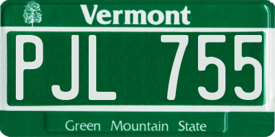 VT license plate PJL755