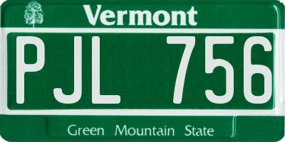 VT license plate PJL756