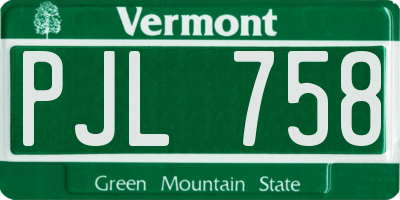 VT license plate PJL758