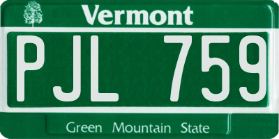 VT license plate PJL759