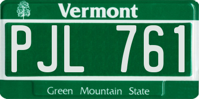VT license plate PJL761