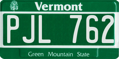 VT license plate PJL762