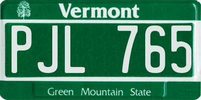 VT license plate PJL765