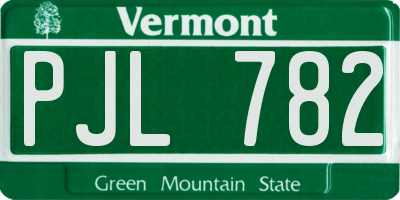 VT license plate PJL782