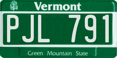 VT license plate PJL791