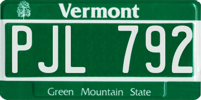 VT license plate PJL792