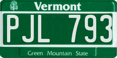 VT license plate PJL793
