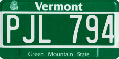 VT license plate PJL794