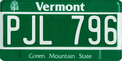 VT license plate PJL796