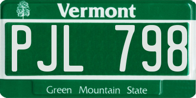 VT license plate PJL798