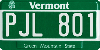 VT license plate PJL801