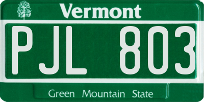 VT license plate PJL803