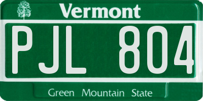 VT license plate PJL804